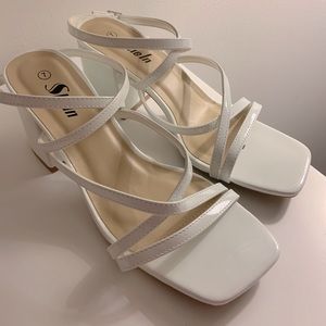 Multi Strap Open Toe Chunky Heel Slingback Sandals